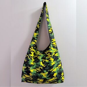 Handmade Green Camouflage Camo Medium Size Tote Bag